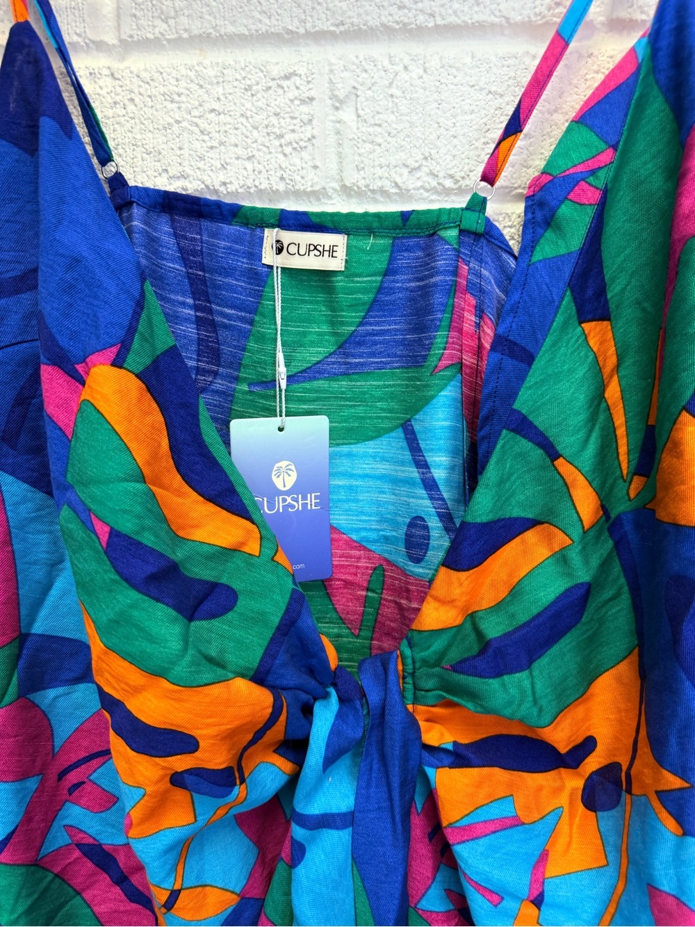 Cupshe Blue Green Orange Tropical Print Maxi Dress Cover Up - Picture 5 of 8